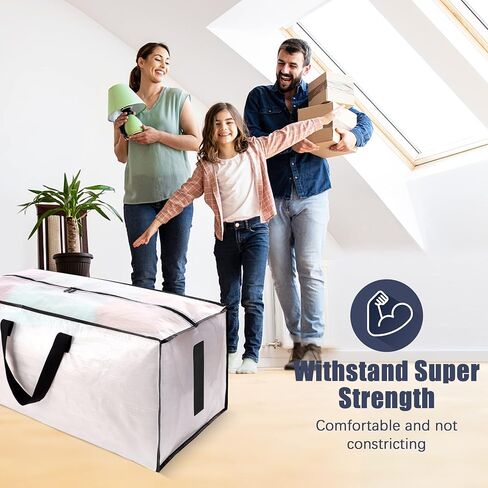 8 Pack Large Strong Moving Bags with Zippers & Carrying Handles - Water-Resistant - Heavy Duty Storage Tote for Space Saving, Fold Flat, Alternative to Moving Box (Semi-Transparent) in Saudi Arabia