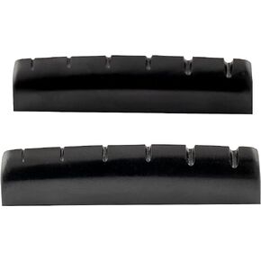 Musiclily Pro Urea Resin Plastic Slotted 43mm LP Style Guitar Nuts Flat Bottom for 6 String Les Paul or Acoustic Guitar, Black (Set of 2)