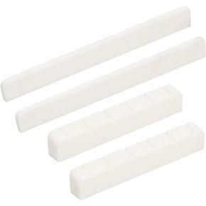 Miwayer 6 String Acoustic Guitar Bone Bridge Saddle and Nut Made of Real Bone (Acoustic Bridges 1 pair)