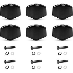6PCS Metal Big Square Shape Guitar Tuning Peg Tuners Machine Head Replacemen Buttons knob Handle Tip (Black)