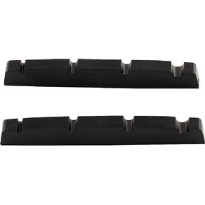 Musiclily Pro Urea Resin Plastic Slotted 42.3mm 4 String Precision Bass Nuts Flat Bottom for P Bass,Black (Set of 2)