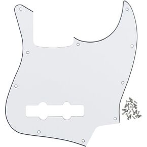 FLEOR 3Ply Black 10 Hole Jazz Bass Pickguard Scratch Plate Pick Guards for 4 Strings American/Mexican Standard Jazz Bass Part