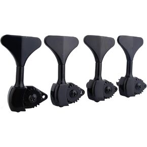 Guyker Bass Machine Head (2R + 2L) - 1:20 Ratio Open Gear Tuners Tuning Key Pegs Replacement for Electric Jazz Guitar Bass or Precision Instruments - black