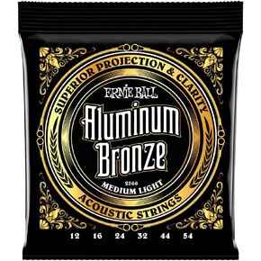 أوتار جيتار صوتي من الألومنيوم والبرونز خفيفة الوزن متوسطة الحجم من Ernie Ball، مقاس 12-54 (P02566) in Kuwait