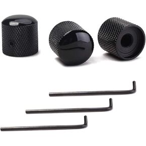Set of 3 Black Metal Guitar Control Knob, Guitar Volume Tone Control Dome Knobs, Tele Telecaster or Guitar Bass Replacement Parts