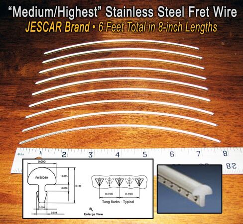 Stainless Steel fret wire for Guitars and More - Medium/Highest Gauge - Six Feet - Beautiful and Durable! in Saudi Arabia