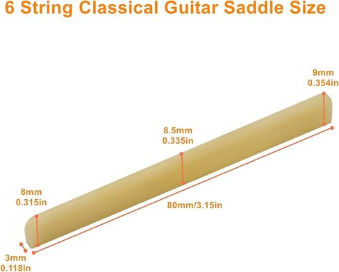 Miwayer 12 String Acoustic Guitar Unbleached Bone Saddle, Guitar Bridge Saddles, Cut from Whole Bones, 76x3x13mm (12 String Acoustic Saddle 76mm 2 Pack) in Saudi Arabia