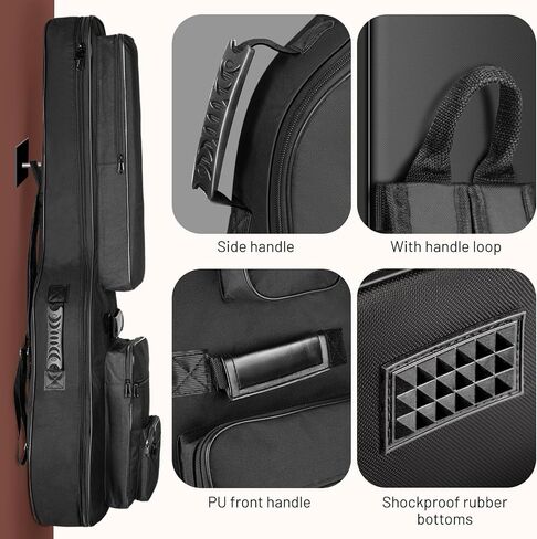 CAHAYA 40 41 42 Inch Multi-pockets Acoustic Guitar Bag 6 Pockets 0.4Inch 10mm Thick Padding Water Resistent Guitar Case Gig Bag CY0181 in Saudi Arabia