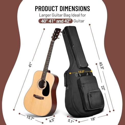 CAHAYA 40 41 42 Inch Multi-pockets Acoustic Guitar Bag 6 Pockets 0.4Inch 10mm Thick Padding Water Resistent Guitar Case Gig Bag CY0181 in Saudi Arabia