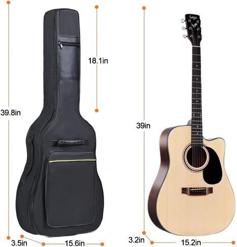 36 Inch Acoustic Guitar Gig Bag Waterproof Dual Adjustable Shoulder Strap 5mm Padding Backpack with Accessories -For 36" Acoustic Classic Guitar in Kuwait