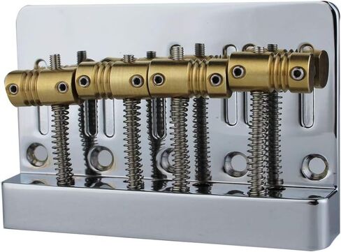 جسر جهير عالي الكتلة من Guyker ذو 4 أوتار مع سروج نحاسية عتيقة مصنوعة باستخدام الحاسب الآلي، قطعة بديلة لباس الجاز أو الأدوات الكهربائية الدقيقة (HMB403، كروم) in Kuwait