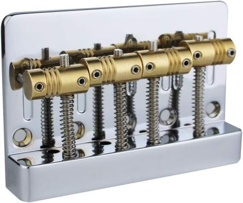 جسر جهير عالي الكتلة من Guyker ذو 4 أوتار مع سروج نحاسية عتيقة مصنوعة باستخدام الحاسب الآلي، قطعة بديلة لباس الجاز أو الأدوات الكهربائية الدقيقة (HMB403، كروم) in Kuwait