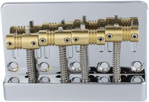 جسر جهير عالي الكتلة من Guyker ذو 4 أوتار مع سروج نحاسية عتيقة مصنوعة باستخدام الحاسب الآلي، قطعة بديلة لباس الجاز أو الأدوات الكهربائية الدقيقة (HMB403، كروم) in Kuwait