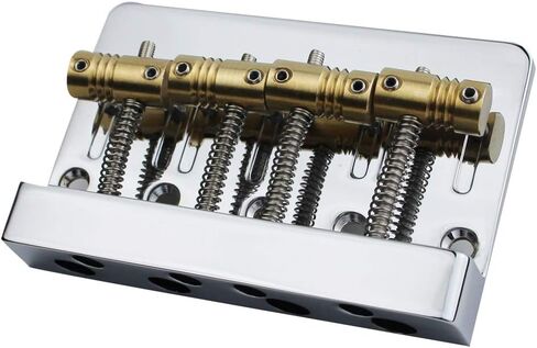 جسر جهير عالي الكتلة من Guyker ذو 4 أوتار مع سروج نحاسية عتيقة مصنوعة باستخدام الحاسب الآلي، قطعة بديلة لباس الجاز أو الأدوات الكهربائية الدقيقة (HMB403، كروم) in Kuwait