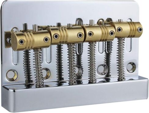 جسر جهير عالي الكتلة من Guyker ذو 4 أوتار مع سروج نحاسية عتيقة مصنوعة باستخدام الحاسب الآلي، قطعة بديلة لباس الجاز أو الأدوات الكهربائية الدقيقة (HMB403، كروم) in Kuwait