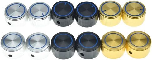 Dopro 4-Pack 25 * 15.5mm Set Screw Style Aluminium Potentiometer Knobs 1/4" Metal Universal Pot Control Knobs with Blue Circle and Indicator for Guitar/Bass/Audio Equipments Silver in Saudi Arabia