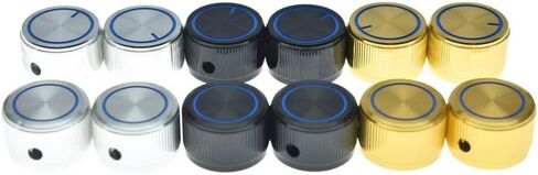 Dopro 4-Pack 25 * 15.5mm Set Screw Style Aluminium Potentiometer Knobs 1/4" Metal Universal Pot Control Knobs with Blue Circle and Indicator for Guitar/Bass/Audio Equipments Silver in Saudi Arabia