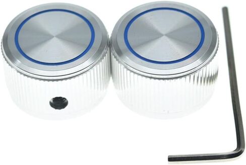 Dopro 4-Pack 25 * 15.5mm Set Screw Style Aluminium Potentiometer Knobs 1/4" Metal Universal Pot Control Knobs with Blue Circle and Indicator for Guitar/Bass/Audio Equipments Silver in Saudi Arabia
