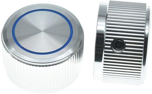 Dopro 4-Pack 25 * 15.5mm Set Screw Style Aluminium Potentiometer Knobs 1/4" Metal Universal Pot Control Knobs with Blue Circle and Indicator for Guitar/Bass/Audio Equipments Silver in Saudi Arabia