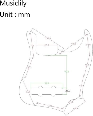 Musiclily 10 فتحات Jazz Bass Pickguard J Bass لوحة خدش لـ 4 سلسلة الولايات المتحدة الأمريكية / المكسيكي الحاجز الأمريكي القياسي لموسيقى الجاز Bass الطراز الحديث، غلاف سلحفاة 4 طبقات in Kuwait