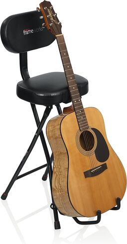 Gator Frameworks Deluxe Guitar Performance Seat with 3-Point Height-Adjustment System and Rear Guitar Hanger (GFW-GTR-SEATDLX) & Hercules FS100B Foot Rest,Black in Kuwait
