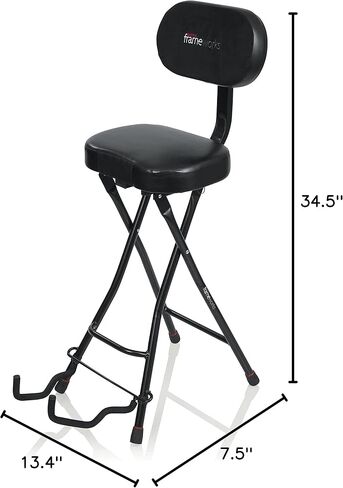 Gator Frameworks Deluxe Guitar Performance Seat with 3-Point Height-Adjustment System and Rear Guitar Hanger (GFW-GTR-SEATDLX) & Hercules FS100B Foot Rest,Black in Kuwait