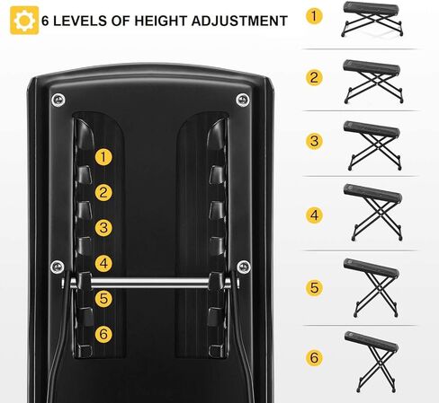 Luckyya مثخن جيتار مسند قدم ستة مستويات من الارتفاع المعدل قابل للطي للخدمة الشاقة دواسة in Kuwait