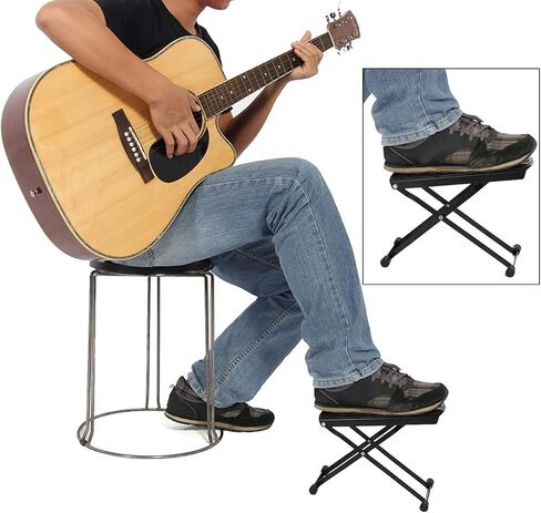 Luckyya مثخن جيتار مسند قدم ستة مستويات من الارتفاع المعدل قابل للطي للخدمة الشاقة دواسة in Kuwait