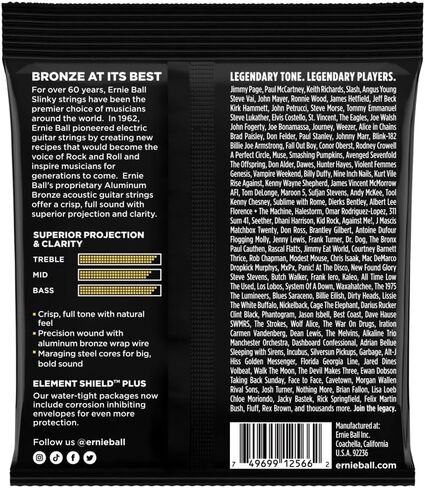 Ernie Ball Medium Aluminum Bronze Acoustic Guitar Strings, 13-56 Gauge (P02564) in Saudi Arabia