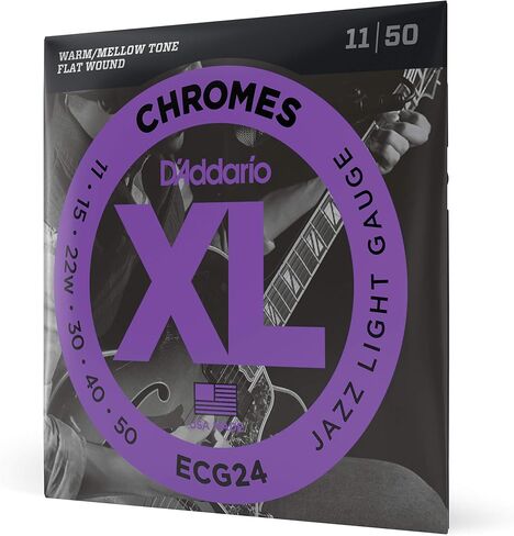 D'Addario Guitar Strings - XL Chromes Electric Guitar Strings - Flat Wound - Polished for Ultra-Smooth Feel and Warm, Mellow Tone - ECG24-7 - Jazz Light, 7-String, 11-65, 1-Pack in Saudi Arabia