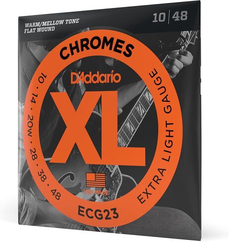 D'Addario Guitar Strings - XL Chromes Electric Guitar Strings - Flat Wound - Polished for Ultra-Smooth Feel and Warm, Mellow Tone - ECG24-7 - Jazz Light, 7-String, 11-65, 1-Pack in Saudi Arabia