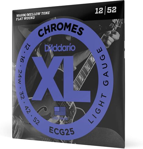 D'Addario Guitar Strings - XL Chromes Electric Guitar Strings - Flat Wound - Polished for Ultra-Smooth Feel and Warm, Mellow Tone - ECG24-7 - Jazz Light, 7-String, 11-65, 1-Pack in Saudi Arabia