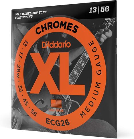 D'Addario Guitar Strings - XL Chromes Electric Guitar Strings - Flat Wound - Polished for Ultra-Smooth Feel and Warm, Mellow Tone - ECG24-7 - Jazz Light, 7-String, 11-65, 1-Pack in Saudi Arabia
