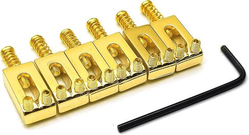 سرج جسر الجيتار من SAPHUE مع براغي زنبركية ومفتاح ربط تريمولو للحاجز Strat Stratocaster Tele Telecaster ملحقات قطع غيار الجيتار الكهربائي 6 قطع سروج الجسر (كروم) in Kuwait