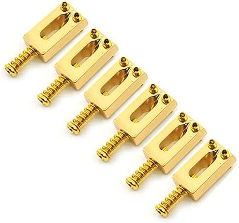 سرج جسر الجيتار من SAPHUE مع براغي زنبركية ومفتاح ربط تريمولو للحاجز Strat Stratocaster Tele Telecaster ملحقات قطع غيار الجيتار الكهربائي 6 قطع سروج الجسر (كروم) in Kuwait