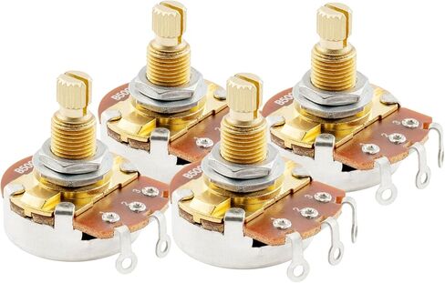 Musiclily Pro Brass Shaft Full Metric Size A250K Guitar Pots Audio Taper Potentiometers for Electric Guitar/Bass (Set of 4) in Kuwait