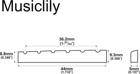 Musiclily 42 مم صامولة جيتار كهربائي مشقوقة بقاعدة مسطحة لـ 6 سلسلة درابزين Strat Tele، 42 × 3.5 × 4.5 مم (قطعتان) in Kuwait