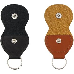 حافظة حامل ريش الجيتار من JAZ - حقيبة جلدية لسلسلة المفاتيح Plectrum Key Fob - عبوتان (أسود وبني)