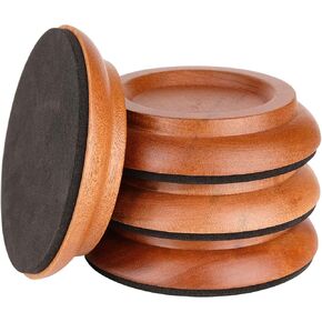Piano Caster for Grand Piano, Wood Piano Caster Cups Floor Protectors for Hardwood Floor,with Non-Slip & Anti-Noise Foam Piano Casters Pad, Set of 3,Black