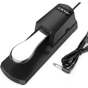 Sustain Pedal for Keyboard, Gold Piano Foot Pedal Keyboard Pedal with Polarity Switch for All Brands Electronic Keyboards, MIDI Keyboards, Digital Pianos, Yamaha, Roland and More