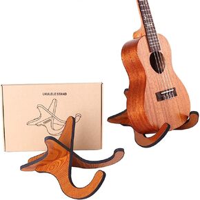 TIHOOD Wooden Ukelele Stand Holder Musical Instrument Stand Concert Portable Wood Stand for Small Guitar, Violin, Banjo (Brown) in Saudi Arabia