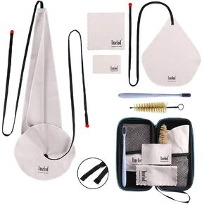 Saxophone Cleaning kit with Case for Alto Tenor Clarinet Flute and other Wind & Woodwind Struments Including Sax Cleaning Cloth(4pcs),Mouthpiece Brush(Dark Gray)