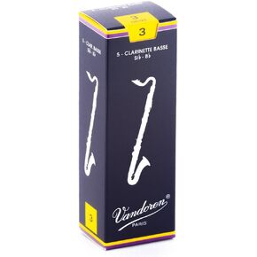 Vandoren CR121 Bass Clarinet Traditional Reeds Strength 1; Box of 5