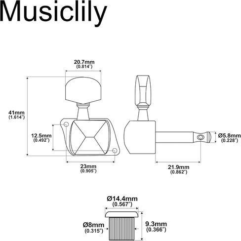 Musiclily3L+3R Semi-closed Guitar Tuners Guitar String Tuning Pegs Keys Machine Heads Set for Epiphone Les Paul SG Electric Guitar or Acoustic Guitar, Black in Saudi Arabia