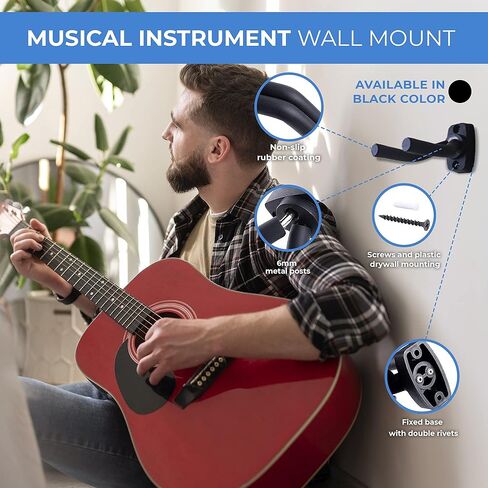 H.F.B.C Black 3-Pack Wall Mount Hanger for Guitar, Bass, Uklele, Mandolin, Violin, Cello, etc. in Saudi Arabia
