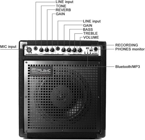 سماعة سماعة سماعة كولموميك DK35S 50 وات بمكبر صوت طبل كهربائية بلوتوث مع وظيفة تسجيل إدخال USB، طبلة/لوحة مفاتيح / ميكروفون 3 في 1 مع تأثير عكسي ومخرج in Kuwait