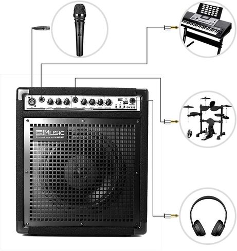 سماعة سماعة سماعة كولموميك DK35S 50 وات بمكبر صوت طبل كهربائية بلوتوث مع وظيفة تسجيل إدخال USB، طبلة/لوحة مفاتيح / ميكروفون 3 في 1 مع تأثير عكسي ومخرج in Kuwait