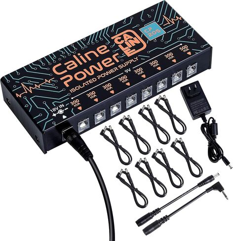 Caline CP-207 Guitar Pedal Power Supply, True Isolated Pedalboard Power Supply with 10 Totally Isolated DC 9V/12V/18V Outputs(100mA/300mA/500mA), Noiselessly in Saudi Arabia