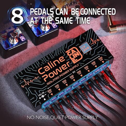 Caline CP-207 Guitar Pedal Power Supply, True Isolated Pedalboard Power Supply with 10 Totally Isolated DC 9V/12V/18V Outputs(100mA/300mA/500mA), Noiselessly in Saudi Arabia