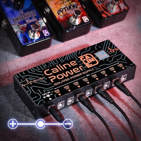 Caline CP-207 Guitar Pedal Power Supply, True Isolated Pedalboard Power Supply with 10 Totally Isolated DC 9V/12V/18V Outputs(100mA/300mA/500mA), Noiselessly in Saudi Arabia